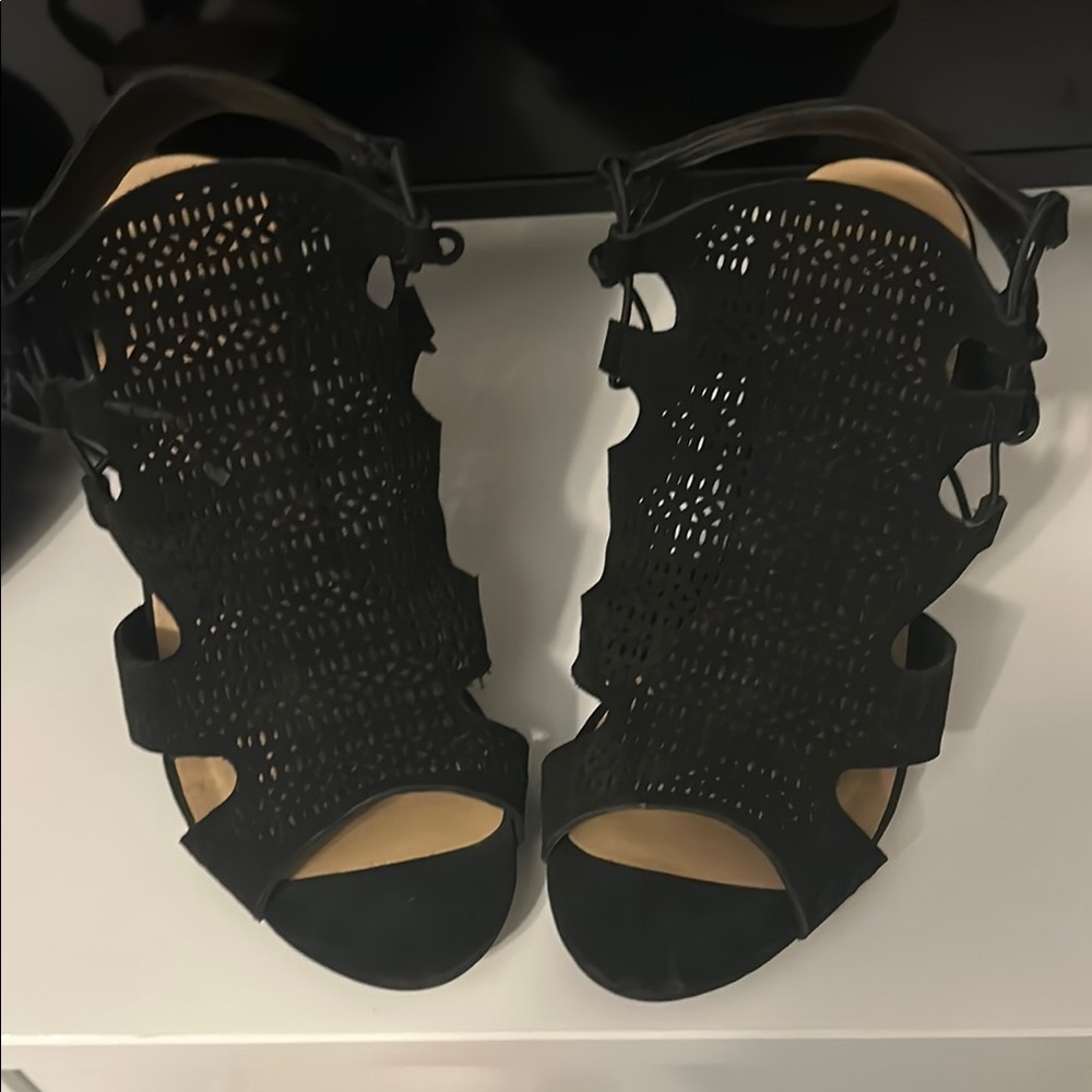 Amazon Black Gladiator Sandals with Perforated Design